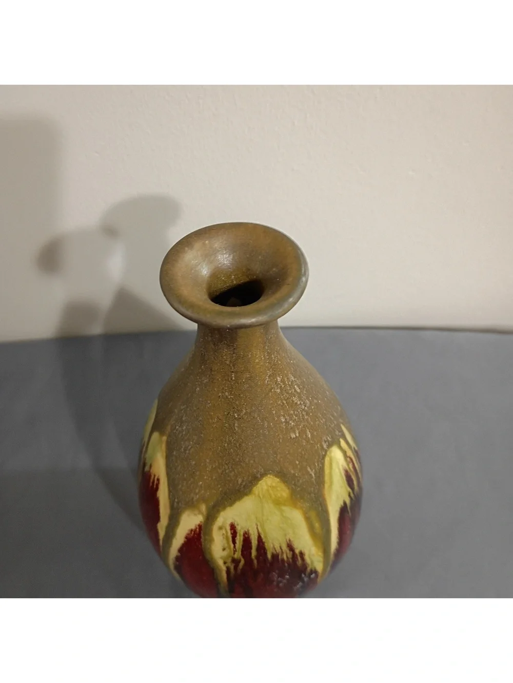 Vintage Ceramic Vase with Drip Glaze Finish